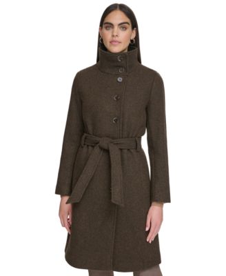 Calvin Klein - Women's Asymmetrical Belted Buttoned Coat