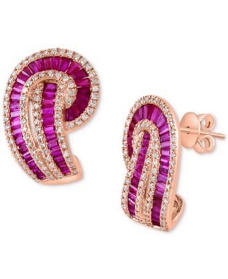 EFFY Collection - Ruby (3-5/8 ct. t.w.) & Diamond (1/2 ct. t.w.) Swirl Drop Earrings in 14k Rose Gold