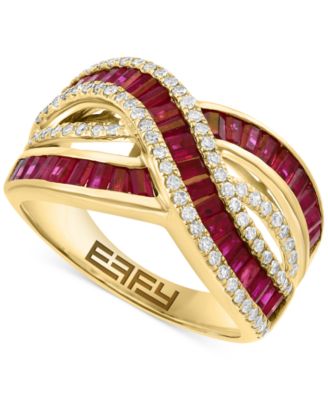 EFFY Collection - Ruby (1-3/8 ct. t.w.) & Diamond (1/3 ct. t.w.) Crossover Statement Ring in 14k Gold