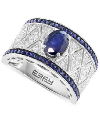 EFFY Collection - Diamond (3/8 ct. t.w.) & Sapphire (1-1/4 ct. t.w.) Ring in Sterling Silver (Also in Ruby)