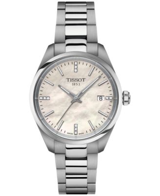 Tissot - Women's Swiss PR 100 Diamond (1/20 ct. t.w.) Stainless Steel Bracelet Watch 34mm