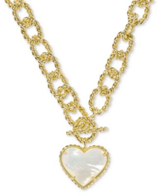 Kendra Scott - 14k Gold-Plated Mother-of-Pearl Heart 20-1/2" Convertible Statement Pendant Necklace