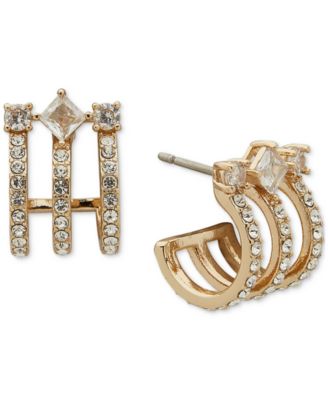Emily in Paris - Gold-Tone Crystal Triple Small Huggie Hoop Earrings, 0.53"