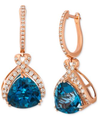 Le Vian - London Blue Topaz (12 ct. t.w.) & Nude Diamonds (7/8 ct. t.w.) Charm Hoop Earrings in 14k Rose Gold