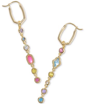 Kendra Scott - 14k Gold-Plated Mixed Stone Mismatch Charm Huggie Hoop Earrings