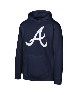 Outerstuff - Big Boys and Girls Navy Atlanta Braves Primary Logo Pullover Hoodie