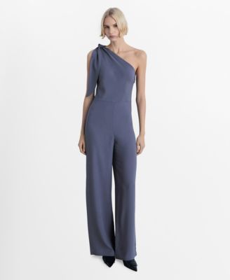 MANGO - Women's Asymmetrical Satin Jumpsuit