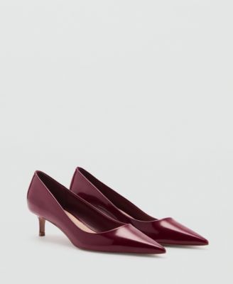MANGO - Women's Patent Leather Effect Kitten Heel Shoes