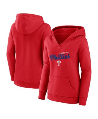 Logo Athletic - Women's Red Philadelphia Phillies Logo Triumphant V-Neck Pullover Hoodie