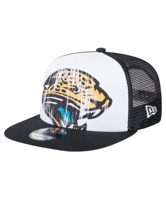 New Era - Men's White/Black Jacksonville Jaguars Distressed 9FIFTY A-Frame Snapback Hat