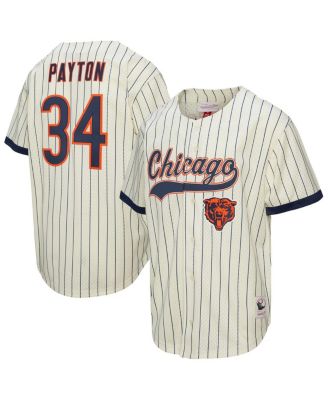 Mitchell & Ness - Men's Walter Payton Cream Chicago Bears Name Number Mesh Button-Up Baseball Jersey