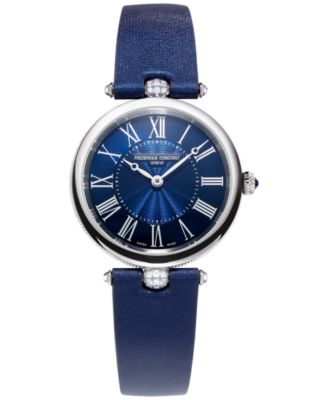 Frederique Constant - Women's Swiss Art Deco Diamond (1/10 ct. t.w.) Blue Satin Strap Watch 30mm
