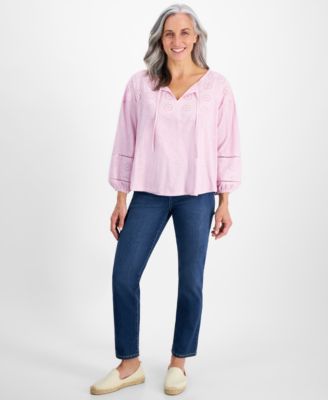 Style & Co - Petite High-Rise Natural Straight-Leg Jeans