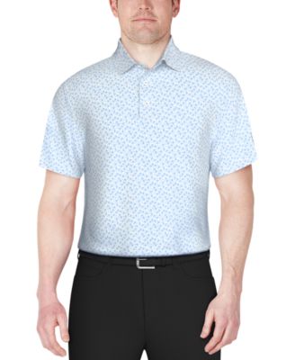 PGA TOUR - Men's Short Sleeve Floral Print Performance Polo Shirt