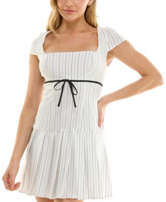 B Darlin - Juniors' Striped Pleated Mini Dress
