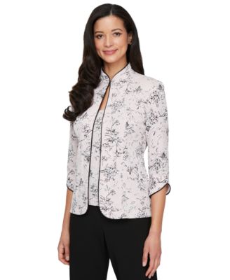 Alex Evenings - Women's Floral Jacquard Jacket & Shell Set