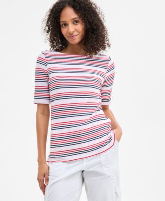 Style & Co - Women's Movement Stripe Boat-Neck Top