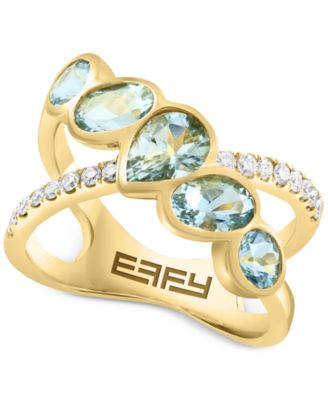 EFFY Collection - Aquamarine (1-7/8 ct. t.w.) & Diamond (1/4 ct. t.w.) Crossover Statement Ring in 14k Gold