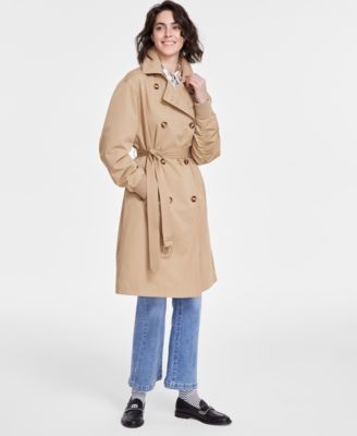 KARL LAGERFELD PARIS - Women's Ruched-Sleeve Trench Coat