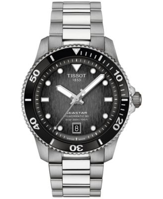 Tissot - Men's Swiss Automatic Seastar 1000 Powermatic 80 Stainless Steel Bracelet Watch 40mm