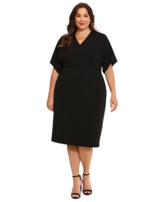 London Times - Plus Size Short-Sleeve V-Neck Sheath Dress