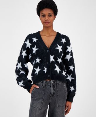 Madden Girl - Juniors' Novelty Eyelash Button-Front Sweater