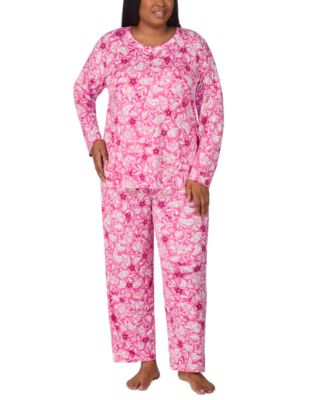 Ellen Tracy - Plus Size Printed Long-Sleeve Pajama Set