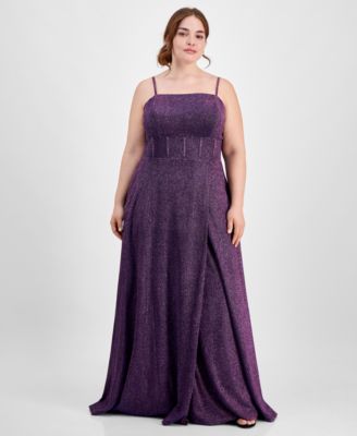 City Studios - Trendy Plus Size Glitter Sleeveless Gown