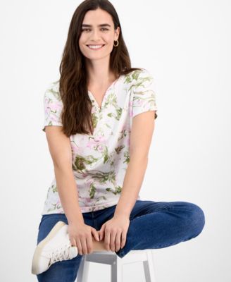 Style & Co - Women's Sunbleach Printed Henley T-Shirt