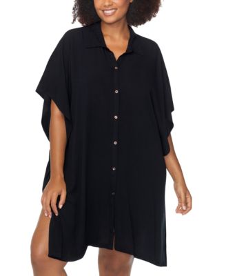 Raisins Curve - Trendy Plus Vacay Button-Front Cover-Up Shirt