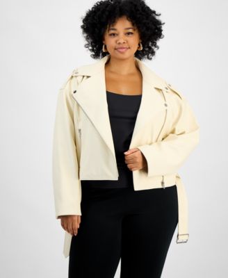 Bar III - Trendy Plus Size Faux-Leather Moto Jacket