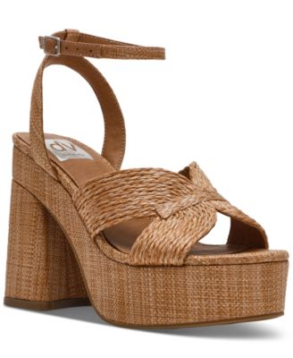 DV Dolce Vita - Women's Waylan Raffia Platform Crossband Dress Sandals