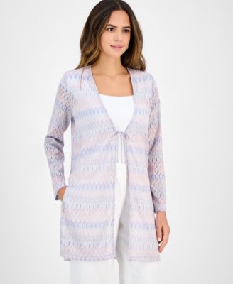 Kasper - Women's Chevron-Knit Tie-Front Cardigan