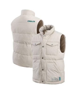 Fanatics - Men's Cream Philadelphia Eagles Puffer Full-Snap Vest