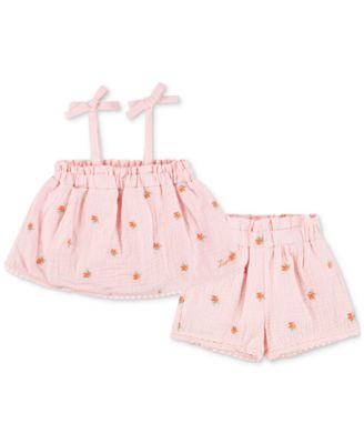 Levi's - Baby Girls Cotton Tie-Detail Tank Top & Shorts, 2 Piece Set