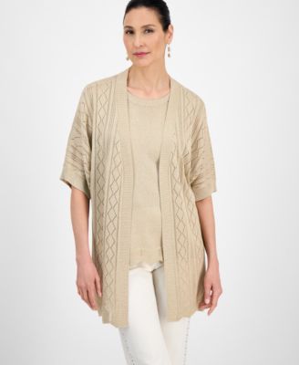 JM Collection - Petite Short-Sleeve Shine Cardigan