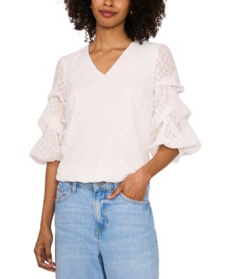 Vince Camuto - Women's Bubble-Sleeve Jacquard Top