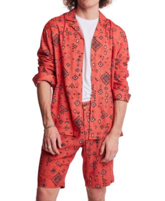 Paisley & Gray - Men's Slim Fit Long Sleeve Printed Button Front Camp Shirt