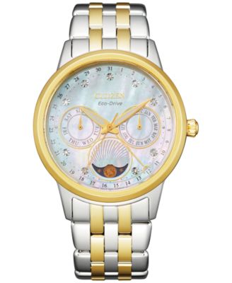 Citizen - Women's Eco-Drive Calendrier Diamond Accent Two-Tone Stainless Steel Bracelet Watch 37mm