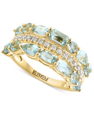 EFFY Collection - Aquamarine (2-1/3 ct. t.w.) & Diamond (1/5 ct. t.w.) Multirow Ring in 14k Gold