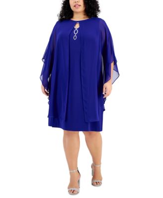 Connected - Plus Size Cape-Overlay Sheath Dress