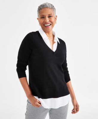 Style & Co - Women's Twofer Layered-Look Sweater Top