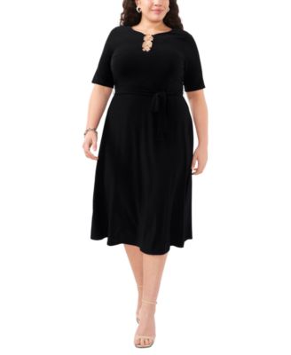 MSK - Plus Size Tie-Waist Hardware A-Line Dress