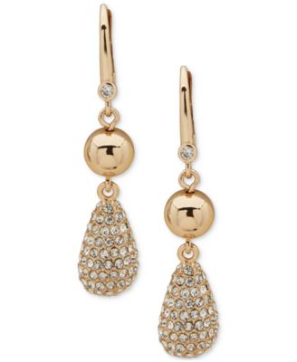 DKNY - Gold-Tone Crystal Teardrop Double Drop Earrings