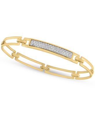 EFFY Collection - Men's Zircon Bar Cluster Rectangular Open Link Bangle Bracelet (1-3/8 ct. t.w.) in Gold-Plated Sterling Silver