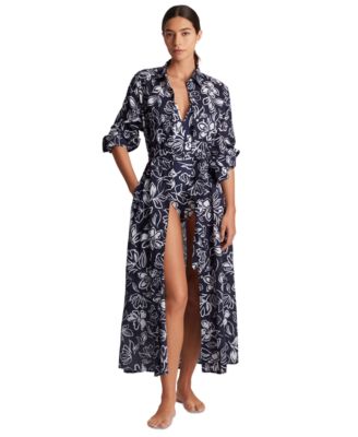 Lauren Ralph Lauren - Women's Floral-Print Shirt Dress Swim Cover-Up