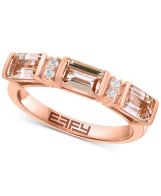 EFFY Collection - Morganite (1-5/8 ct. t.w.) & Zircon (1/10 ct. t.w.) Three Stone Ring in 14k Gold-Plated