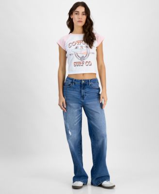 Celebrity Pink - Juniors' High Rise Baggy Wide-Leg Curvy Jeans