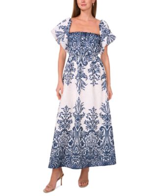 1.STATE - Women's Printed Eyelet Short-Sleeve Dress