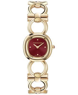Ferragamo - Women's Swiss Double Gancini Gold Ion Plated Link Bracelet Watch 25mm